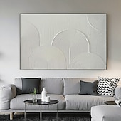 abordables Peintures Abstraites-peinture sur toile texturée en arc peinte à la main art mural minimaliste en toile blanche art mural moderne texturé toile arc-en-ciel minimaliste cadre de décoration pour la maison prêt à accrocher