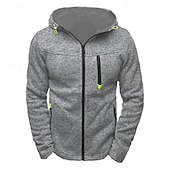 economico felpe con cappuccio da uomo di base-Per uomo Felpa con cappuccio e zip Felpa con cappuccio a zip intera Felpa con cappuccio in pile Nero Blu Grigio chiaro Con cappuccio Liscio Zip Up Tasche Sportivo Giornaliero Per eventi Poliestere