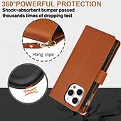 levne Pouzdra pro iPhone-telefon Carcasă Pro iPhone 16 Pro Max Plus iPhone 15 Pro Max Plus iPhone 14 13 12 11 Pro Max Plus Mini iPhone 14 Pro Max iPhone 13 12 11 Pro Max Zadní kryt se stojánkem Zip s Lanyardem Retro TPU PU