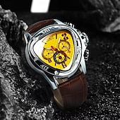cheap Mechanical Watches-Jargar Top Brand Automatic Mechanical Men Army Triangle Calendar 24 hour Dial Real Leather Sport Wrist Watch