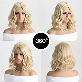 tanie starsza peruka-blond peruki dla kobiet dziewcząt krótkie kręcone falowane włosy peruka jasny blond długość do ramion halloween cosplay codzienne peruki imprezowe