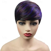 abordables Perruques de qualité supérieure-perruque synthétique coupe lutin droite perruque courte cheveux synthétiques femme douce fête facile à porter noir marron tenue quotidienne fête perruque courte afro-américaine coiffures féminines