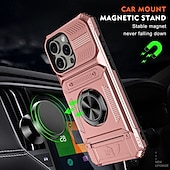 tanie Etui do iPhone&#039;ów-telefon Kılıf Na iPhone&#039;a 16 Pro Max Plusa iPhone&#039;a 15 Pro MaxPlus iPhone 14 Pro Max iPhone 14 Pro Max Plus iPhone&#039;a 13 Pro Max . Osłona tylna Uchwyt pierścieniowy Magnetyczne Gniazdo karty Retro TPU