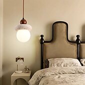 abordables Suspension-Lampe suspendue en verre wabi-sabi, lustre circulaire en pierre de grotte jaune, lampe suspendue de plafond en bois massif de style chinois, 110-240 V