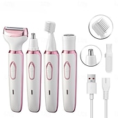 economico Rasatura e depilazione-Rasoio elettrico senza fili 4 in 1, set di rifinitura portatile ricaricabile, rasoio indolore per tutto il corpo, set di rasatura per sopracciglia, naso, viso, bikini, gambe e ascelle