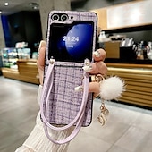 Недорогие Чехлы для Samsung-телефон Кейс для Назначение Z-флип 6 Z Flip 5 Z Flip 4 Z Flip 3 Кейс на заднюю панель с ремешком на запястье Защита от удара Ретро текстильный ТПУ