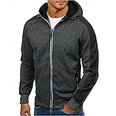 abordables sudaderas basicas hombre-Hombre Sudadera con capucha y cremallera completa Sudadera con cremallera Sudadera con capucha y cremallera Negro Gris Claro Gris Oscuro Con Capucha Bloque de color Cerrar Cremallera Bolsillo Deporte