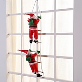 cheap Tree Accessories-Christmas Climbing Santa Claus Ladder and Rope Hanging Ornament – Inflatable and Plush Santa for Christmas Tree, Hotel, and Mall Holiday Decorations