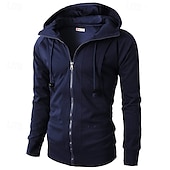 voordelige basic hoodies voor heren-Voor heren Hoodie met rits Hoodie met volledige rits Fleece hoodie Zwart Wijn Leger Groen Marineblauw Khaki Capuchon Effen Rits omhoog Zak Sport &amp; Outdoor Dagelijks Feestdagen Polyester Streetwear