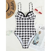 billiga One-piece-baddräkter-Dam Badkläder En bit Monokini Baddräkt Öppen rygg Magkontroll Hög midja Smal Semester Standkläder Grafisk Halterneck Ärmlös Baddräkter