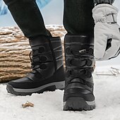 billiga Vinter- och snöstövlar-vattentäta, isolerade vinterstövlar för män med kardborrband och robust sula - varma utomhusskor för snöiga och kalla förhållanden