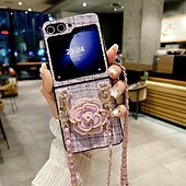 Недорогие Чехлы для Samsung-телефон Кейс для Назначение Z-флип 6 Z Flip 5 Z Flip 4 Z Flip 3 Кейс на заднюю панель с ремешком Защита от удара Ретро текстильный ТПУ