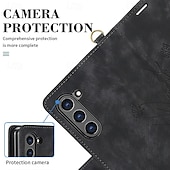 お買い得  サムスン用ケース-電話 ケース 用途 Zフォールド6 Z Fold 5 Z Fold 4 Z Fold 3 バックカバー スタンド付き リストストラップ付き カード挿入口 レトロ風 TPU PUレザー