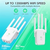 olcso Vezeték nélküli útválasztók-wlan átjátszó 1200 mbit/s wlan erősítő wifi átjátszó kétsávos 5 ghz  &amp; 2,4 GHz-es wifi bővítő 2 ethernet lan/wan port wps ismétlő/router/ap móddal