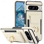 お買い得  その他のスマホケース-電話 ケース 用途 ピクセル9プロ ピクセル9プロXL Pixel 8 Pro Pixel 8 ピクセル9 バックカバー バンカーリング カード挿入口 耐衝撃 レトロ風 TPU PUレザー