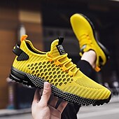 baratos Ténis para Homem-tênis esportivos respiráveis verde neon masculino – tênis de corrida de malha leve com sola acolchoada
