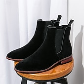 abordables Bottes de Chelsea-bottines chelsea en simili-suède pour homme – bottines décontractées à enfiler avec empiècements latéraux élastiques pour un usage quotidien, style vintage