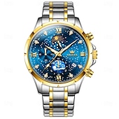 voordelige Quartz-horloges-olevs 9807 herenhorloge modetrend multifunctioneel origineel sterrenhemel waterdicht maanfase horloge luxe merk heren quartzhorloge