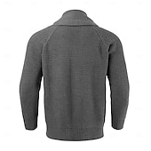 preiswerte Herren Strickjacke-Herren Strickjacke Strickpullover Gerippt Stricken Standard Knopf hoch Feste Farbe Schalrevers Modisch Klassisch Freizeitskleidung Verabredung Bekleidung Herbst Winter Grau M L XL
