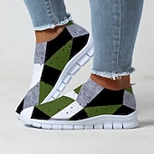 halpa Naisten lenkkarit-naisten abstrakti taideprintti slip-on lenkkarit - hengittävät flyknit vapaa-ajan kengät jokapäiväiseen käyttöön ja mukavuuteen