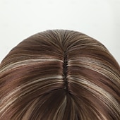 cheap Older Wigs-Shoulder Length Dark Brown Straight Bob Wigs Synthetic Medium Length Bob Hair Wig Halloween Costume Wigs for Women