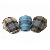 levne Pánské klobouky-Pánské PLacatá čepice Kšiltovka Vojenská čepice Kadetský klobouk Vodní modrá Khaki Polyester Módní Na běžné nošení ulice Denní Pléd Nastavitelná Proti sluci Prodyšné