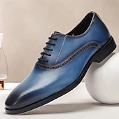 billiga Klassiska Klädskor-blå oxfordskor med lutning för män med brogue-detaljer - klänningsskor i premiumkoskinn för affärs- och formella tillfällen