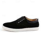economico Sneakers da uomo-scarpe da ginnastica casual da uomo in pelle scamosciata con lacci – scarpe basse retrò marroni con comoda suola bianca per l&#039;uso quotidiano
