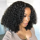 baratos Perucas de Qualidade Superior-perucas cacheadas para mulheres negras - peruca afro cacheada com franja cabelo preto natural perucas completas sintéticas resistentes ao calor