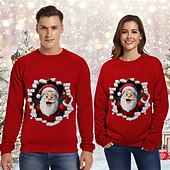 olcso Vicces karácsonyi pulóverek és pulóverek-Karácsony Mikulás Pullover Vicces karácsonyi pulóver 3D nyomtatás 3D Karácsony Grafikus Kompatibilitás Páros Férfi Női Felnőttek Karácsony Farsang 3D nyomtatás Parti Fesztivál