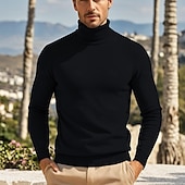 billige genser for menn-Herre Pullover genser Strikket genser Riflet Strikke Normal Strikket عادي Rullekrage Mote Fritid Dagligdagstøy Stevnemøte Klær Høst vinter Kamel Vin S M L
