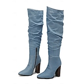 cheap Slouch Boots-Women&#039;s Brown Over The Knee Slouchy Boots - Chunky Heel, Pointed Toe, Stylish Casual Fall and Winter Footwear