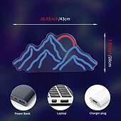 abordables Lampes néon led-Panneau lumineux au néon avec coucher de soleil sur la montagne, applique murale à LED à intensité variable alimentée par USB pour chambre à coucher, chambre d&#039;enfant &amp;décoration de salon