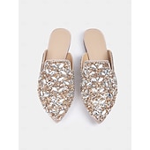 voordelige Damesklompen &amp; Muiltjes-dames versierde instapmuiltjes met strass – glamoureuze platte schoenen met puntige neus voor bruiloften en speciale gelegenheden
