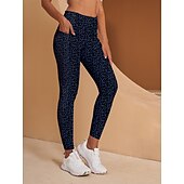 olcso Női golfruházat-női golf leggings téli leopárdmintás sötétkék női golf öltözék ruhák ruhák viselet ruházat