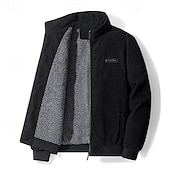 preiswerte Herrenjacken &amp; Herrenmäntel-Herren Winterjacke Cordjacke Fleecejacke Freizeitjacke Täglich Urlaub warm Tasche Vlies Herbst Winter Glatt Modisch Strassenmode Ständer Standard Schwarz Gelb Armeegrün Grau Jacken