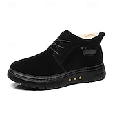 abordables Botas de invierno y nieve-Botines de ante sintético marrón para hombre con forro de felpa cálido y suela antideslizante, ideales para usar al aire libre en invierno.
