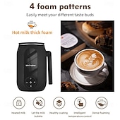 お買い得  コーヒー・紅茶器具-泡立て用の電動ミルク泡立て器、回転式ハンドル付き 4-in-1 ミルクスチーマー、コーヒー/ラテ/カプチーノ用フォームメーカー