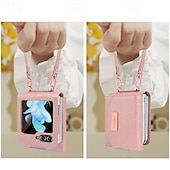 cheap Samsung Cases-Phone Case For Z Flip 6 Z Flip 5 Z Flip 4 Z Flip 3 Back Cover with Stand Holder with Wrist Strap Card Slot Retro TPU PU Leather