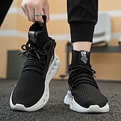 tanie Tenisówki i trampki męskie-męskie czerwone, oddychające, wysokie trampki sportowe – lekkie, dzianinowe buty do biegania z amortyzowaną podeszwą do uprawiania sportu i noszenia na co dzień