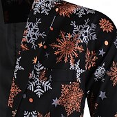baratos Ternos Estampados-ternos de natal masculinos pretos com estampa de floco de neve, 3 peças, ajuste sob medida, abotoamento simples, um botão, 2024