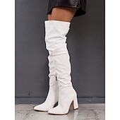 cheap Slouch Boots-Women&#039;s Black Slouchy Over-the-Knee Boots – Stylish Pointed Toe with Block Heel for Winter Fashion and Evening Outfits