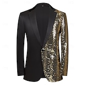 cheap Party Blazer-Men&#039;s Blazer Jacket Tuxedo Party Sparkle Striped Blazer Red Blue Gold Standard Fit Single Breasted One-button