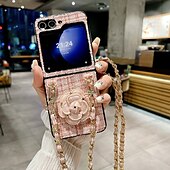 Недорогие Чехлы для Samsung-телефон Кейс для Назначение Z-флип 6 Z Flip 5 Z Flip 4 Z Flip 3 Кейс на заднюю панель с ремешком Защита от удара Ретро текстильный ТПУ