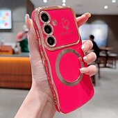 Недорогие Чехлы для Samsung-телефон Кейс для Назначение S24 S24 Ultra Plus S23 Ultra Plus S23 S22 S22 Плюс Ультра S25 Ультра Кейс на заднюю панель Магнитный Поддержка беспроводной зарядки Защита от удара Ретро Покрытие