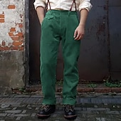 preiswerte Lose-Herren Anzughose Cordhose Stoffhosen Knöpfe Tasche Einfach Komfort Party Arbeit Vintage Meerblau Armeegrün Mikroelastisch