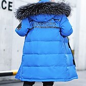 billiga Boy&amp;#39;s Downs &amp;amp; Pufferjacka-Barn Pojkar Ner Hoodiejacka Ytterkläder Bokstav Långärmad Ficka Täcka Utomhus Dagligen Grundläggande Svart Rubinrött Blå Höst Vinter 4 år +