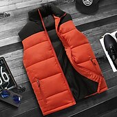 billiga Herrarnas puffer väst-Herr Pufferväst Gilet Quiltad väst Dagligen Datum Semester Mode Ledigt Höst vinter Ficka med blixtlås Polyester Håller värmen Bekväm Färgblock Dragkedja Hög krage Normal Orange Ljusgrå Mörkgrå Väst
