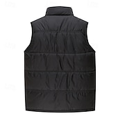 levne Pánská péřová vesta-Pánské Puffer Vesta Fleecová vesta Vesta Denní Rande Dovolená Módní Na běžné nošení Podzim zima Kapsy Polyester Zahřívací Pohodlné Pevná barva Skrytý Zapnul přední Stojáček Běžný Černá Vodní modrá