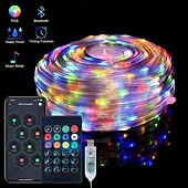 abordables Guirlandes lumineuses USB-Guirlande lumineuse magique à LED RVB contrôlée par application, guirlande lumineuse USB avec télécommande, synchronisation de musique Bluetooth pour Noël, mariage, anniversaire en extérieur